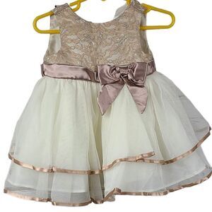 Rare Editions Baby Girls Formal Dress Lace Satin Ribbon Frilly Mesh Tulle Ruffle